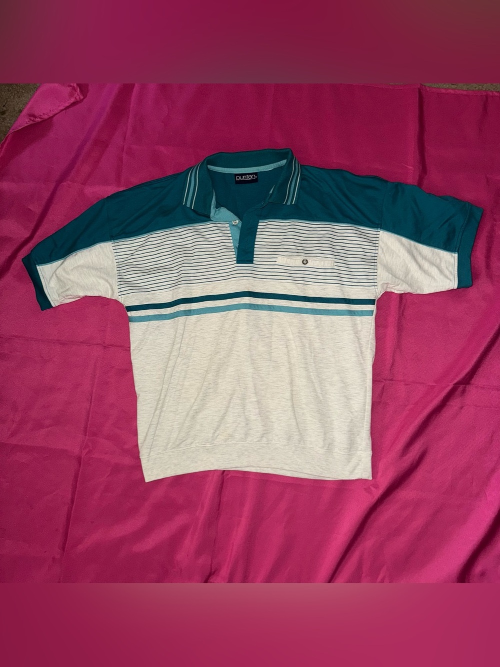 Vintage 90s Puritan Striped Banded Hem Polo Shirt size L / Vintage Men’s Polo L